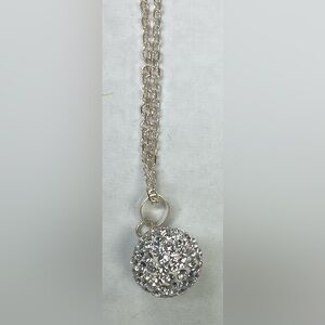 MIDAS SILVER .925 SMALL BALL PENDANT WITH STONES AND CHAIN VERY UNIQUE